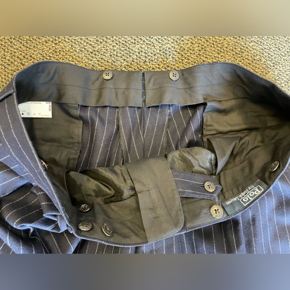 Polo Ralph Lauren Made in Italy Vintage Pin Stripe Wool Suit in Navy Size 46 R - Picture 14 of 16